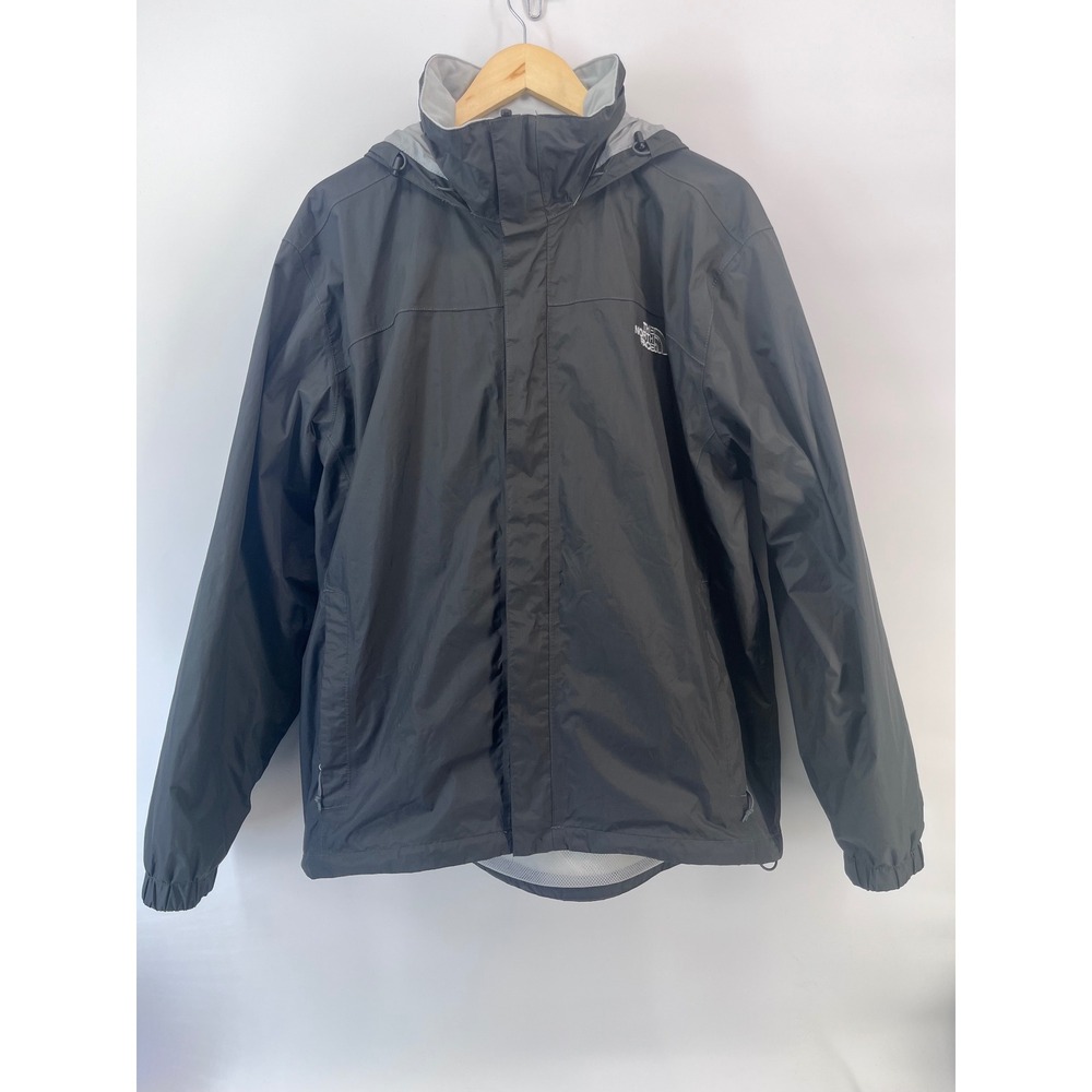 The North Face Resolve 2 Rain Jacket Mens Large Gray Waterproof Hooded Shell